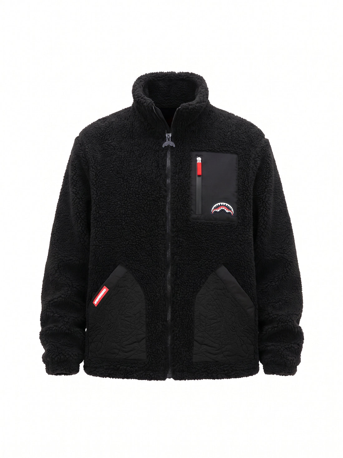 BLACK PUFFER MONOGRAM TEDDY JACKET