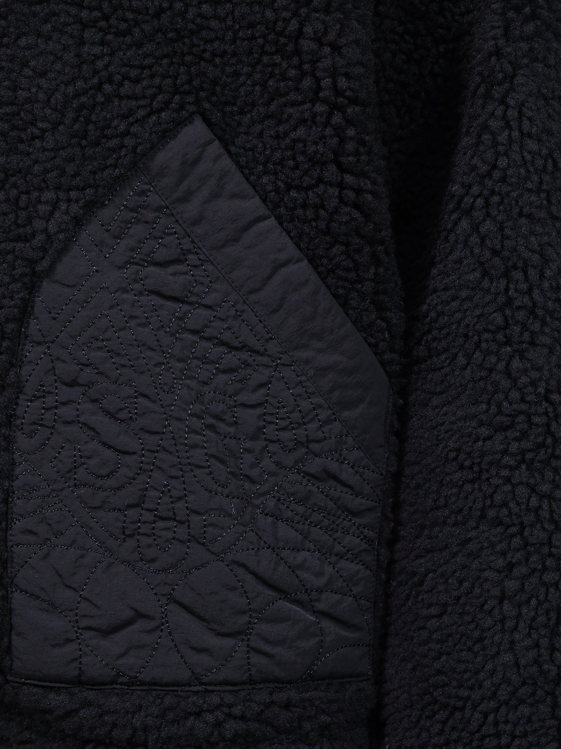 BLACK PUFFER MONOGRAM TEDDY JACKET