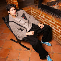BLACK PUFFER MONOGRAM TEDDY JACKET