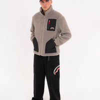 BLACK PUFFER MONOGRAM TEDDY JACKET