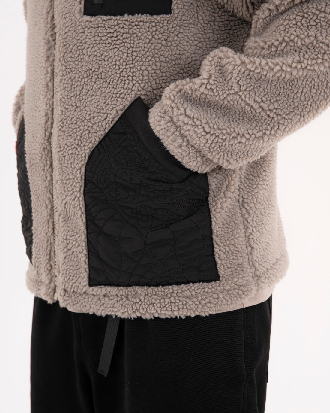 BLACK PUFFER MONOGRAM TEDDY JACKET