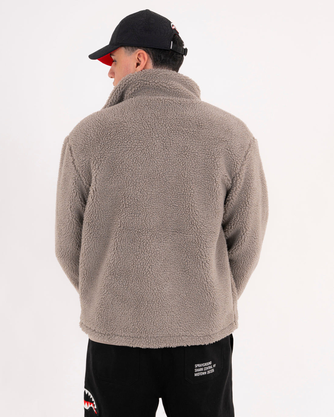 BLACK PUFFER MONOGRAM TEDDY JACKET