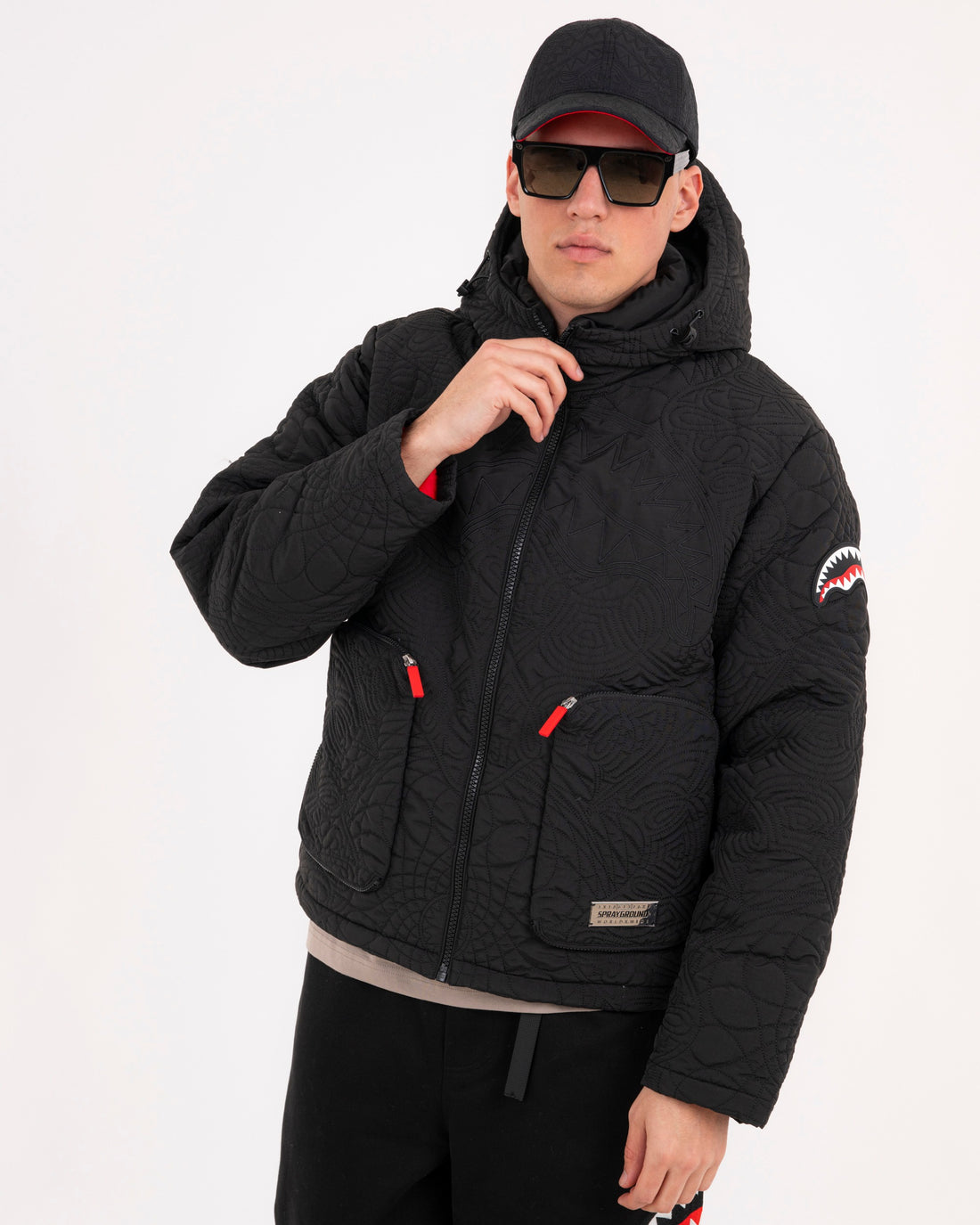 BLACK PUFFER MONOGRAM JACKET