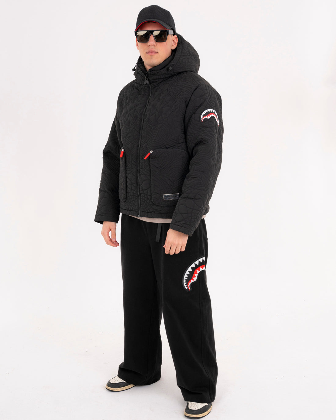 BLACK PUFFER MONOGRAM JACKET