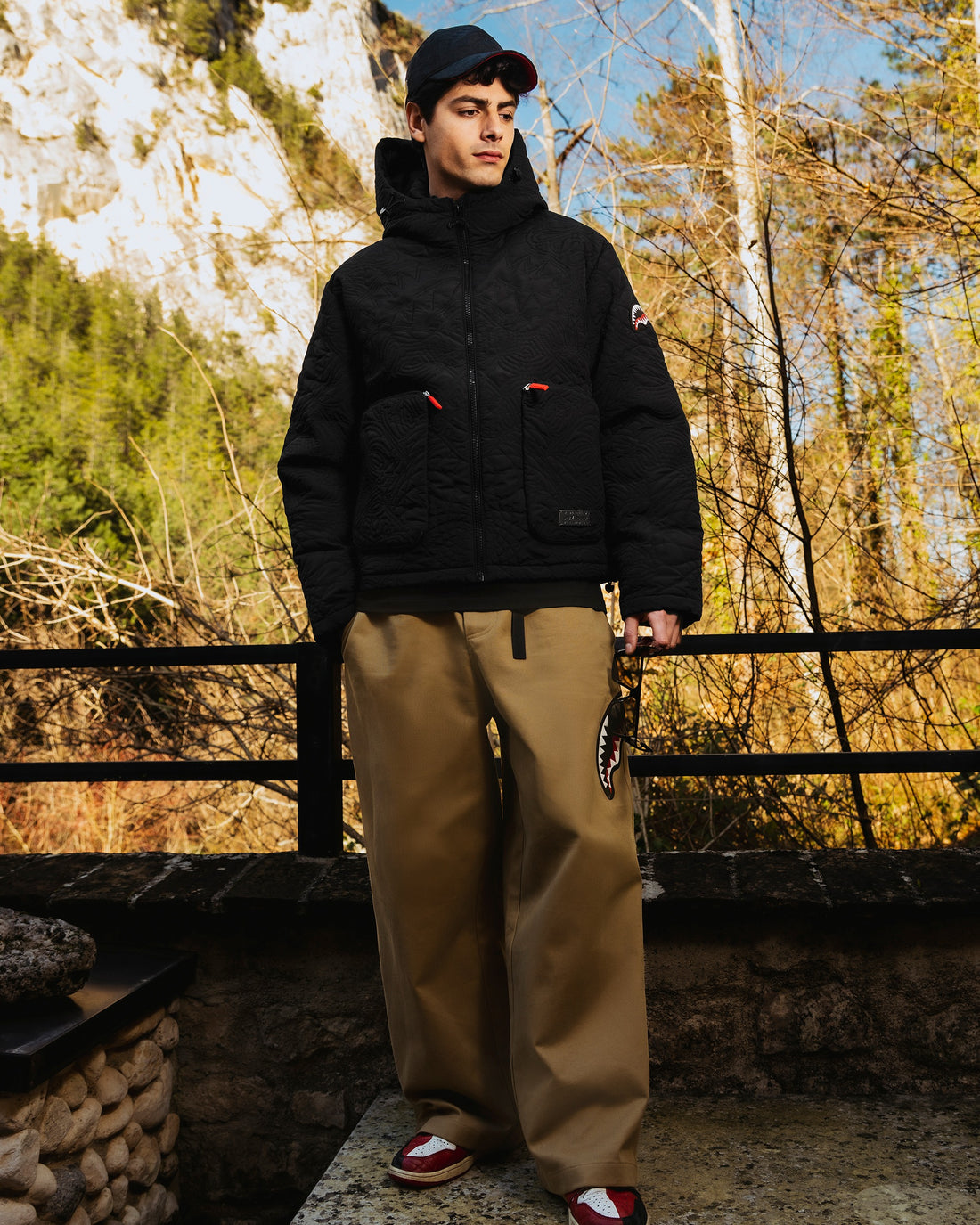 BLACK PUFFER MONOGRAM JACKET