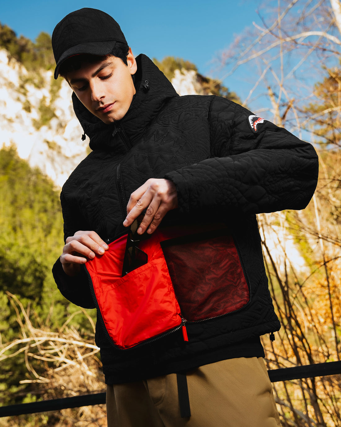 BLACK PUFFER MONOGRAM JACKET