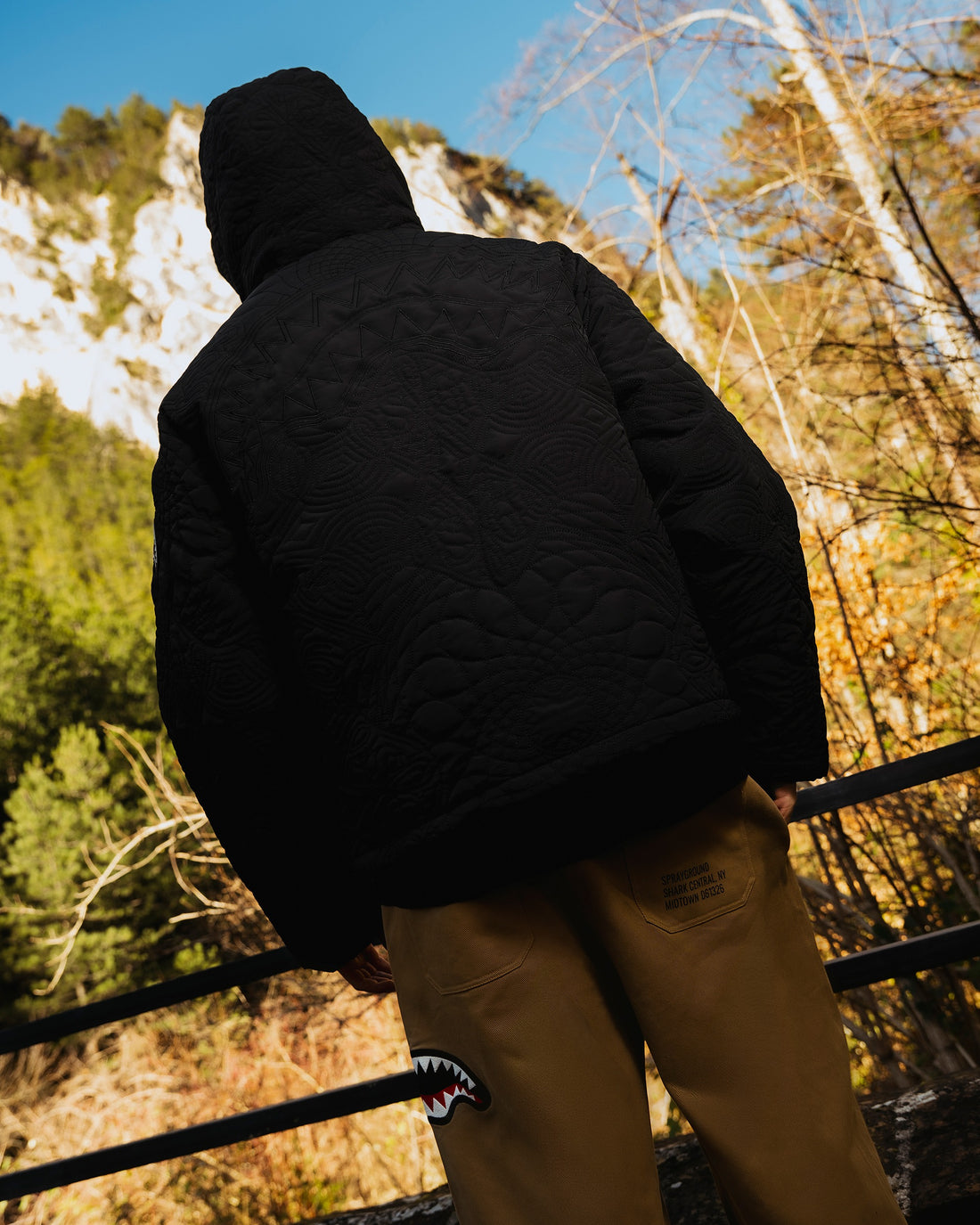 BLACK PUFFER MONOGRAM JACKET