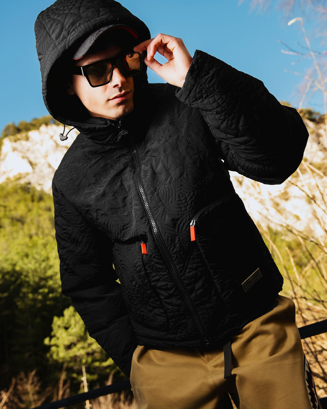 BLACK PUFFER MONOGRAM JACKET