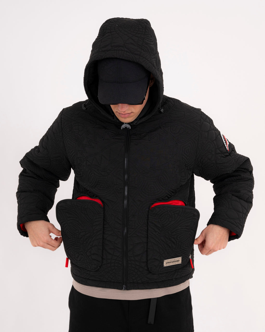 BLACK PUFFER MONOGRAM JACKET