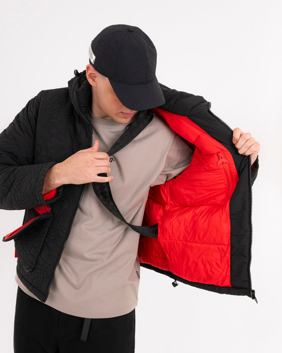 BLACK PUFFER MONOGRAM JACKET