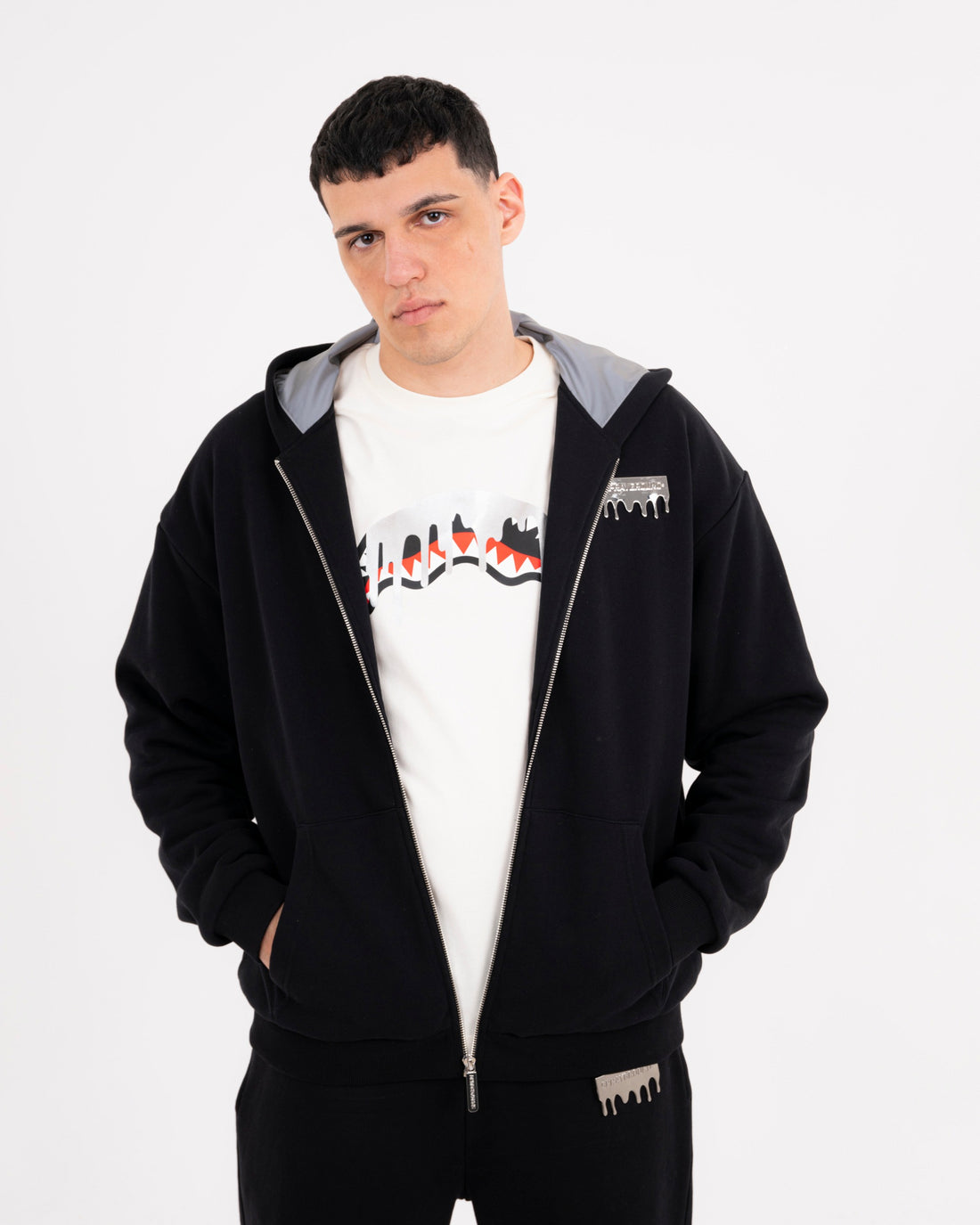 SILVER DRIP SMOOTH PERFECT FULL-ZIP HOODIE