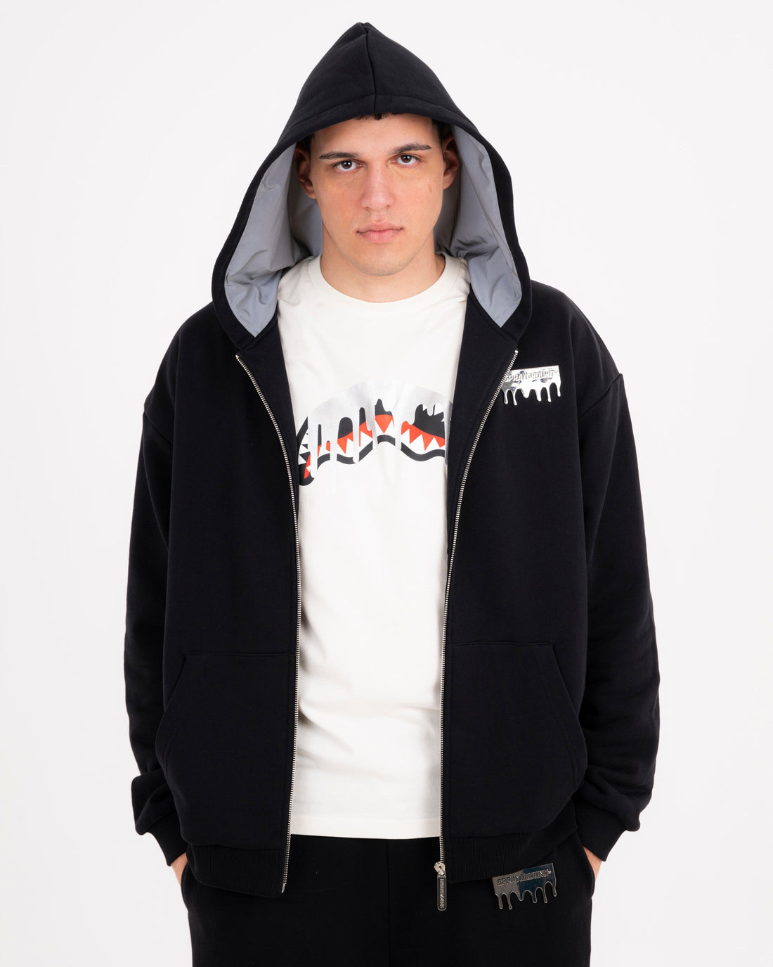 SILVER DRIP SMOOTH PERFECT FULL-ZIP HOODIE