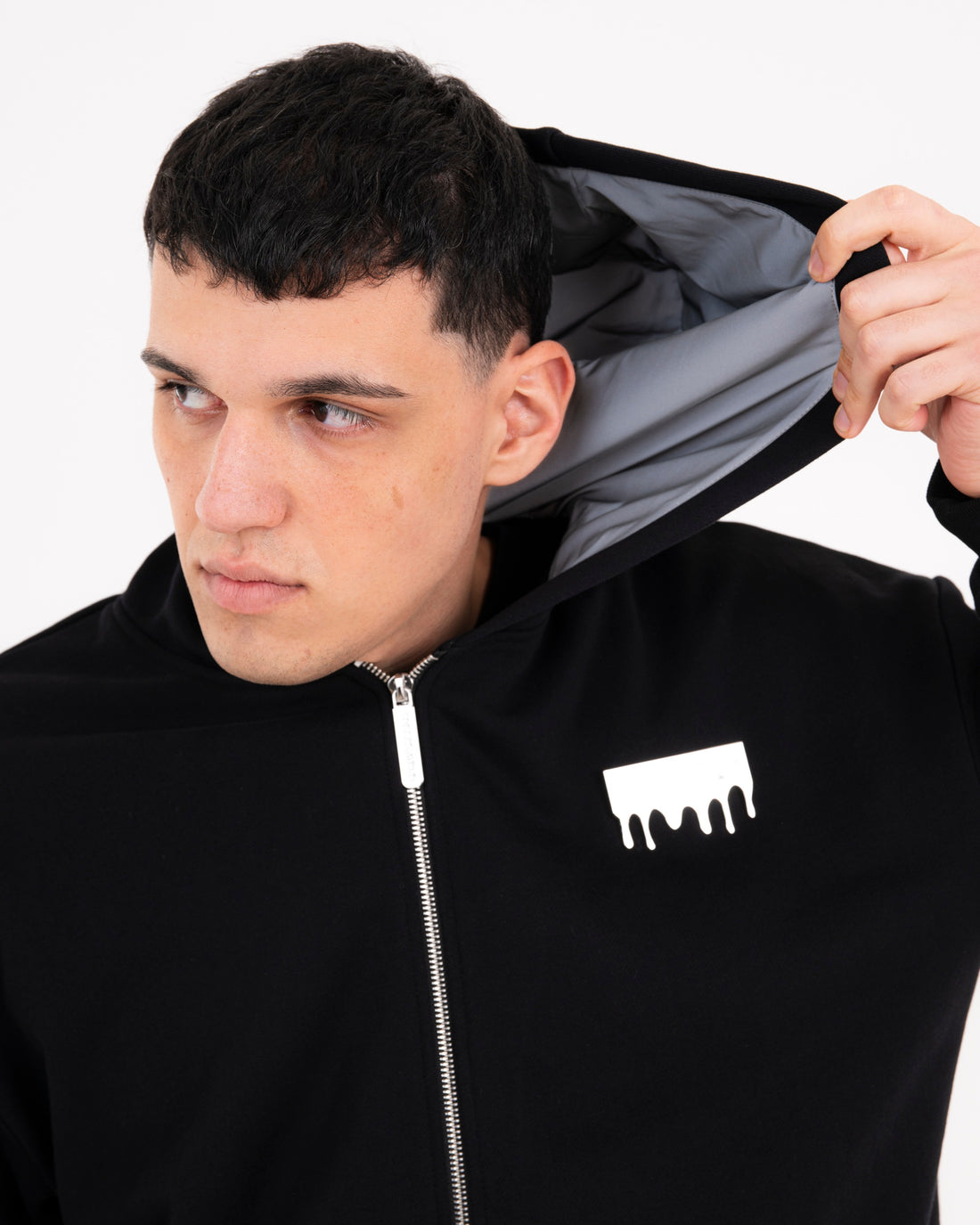 SILVER DRIP SMOOTH PERFECT FULL-ZIP HOODIE