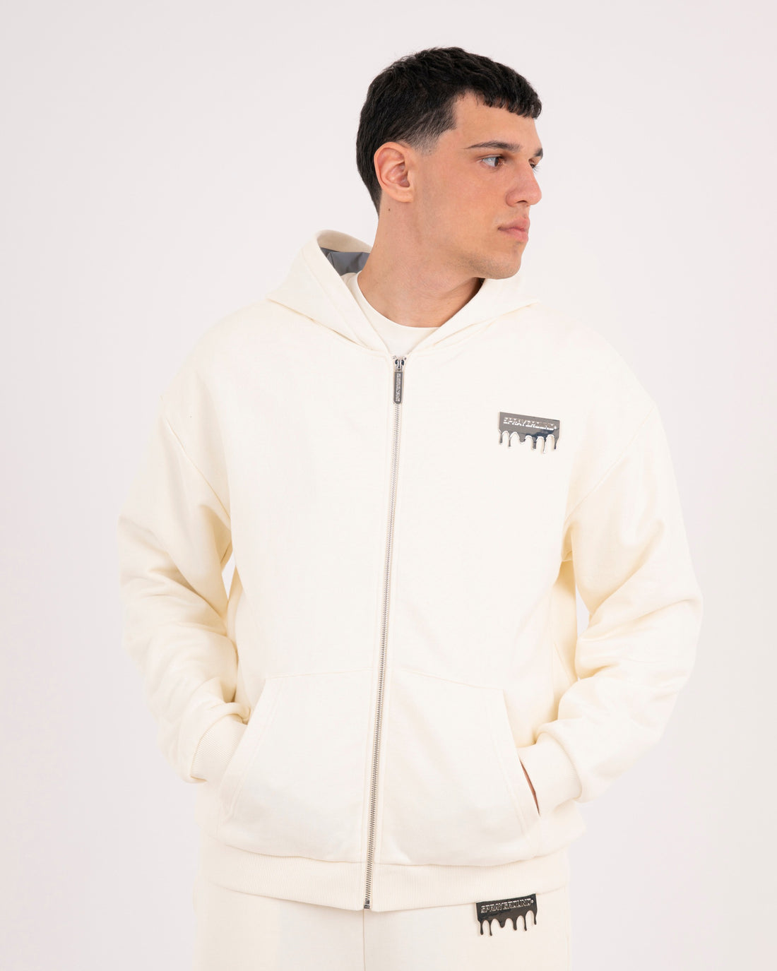 SILVER DRIP SMOOTH PERFECT FULL-ZIP HOODIE