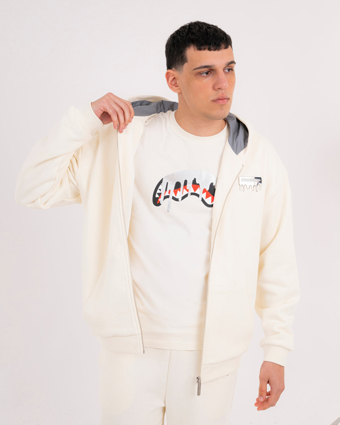 SILVER DRIP SMOOTH PERFECT FULL-ZIP HOODIE