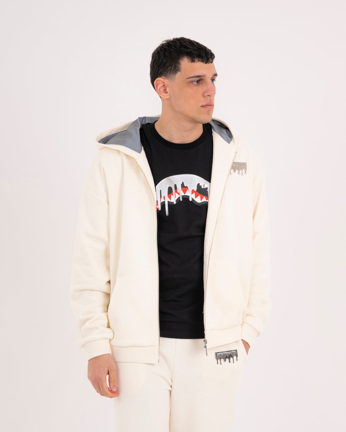 SILVER DRIP SMOOTH PERFECT FULL-ZIP HOODIE