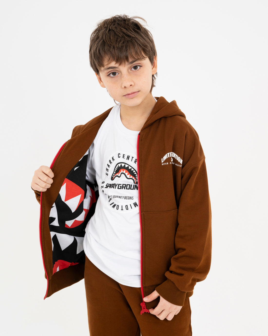 SPRAYGROUND BASIC OVER FULL-ZIP HOODIE BROWN