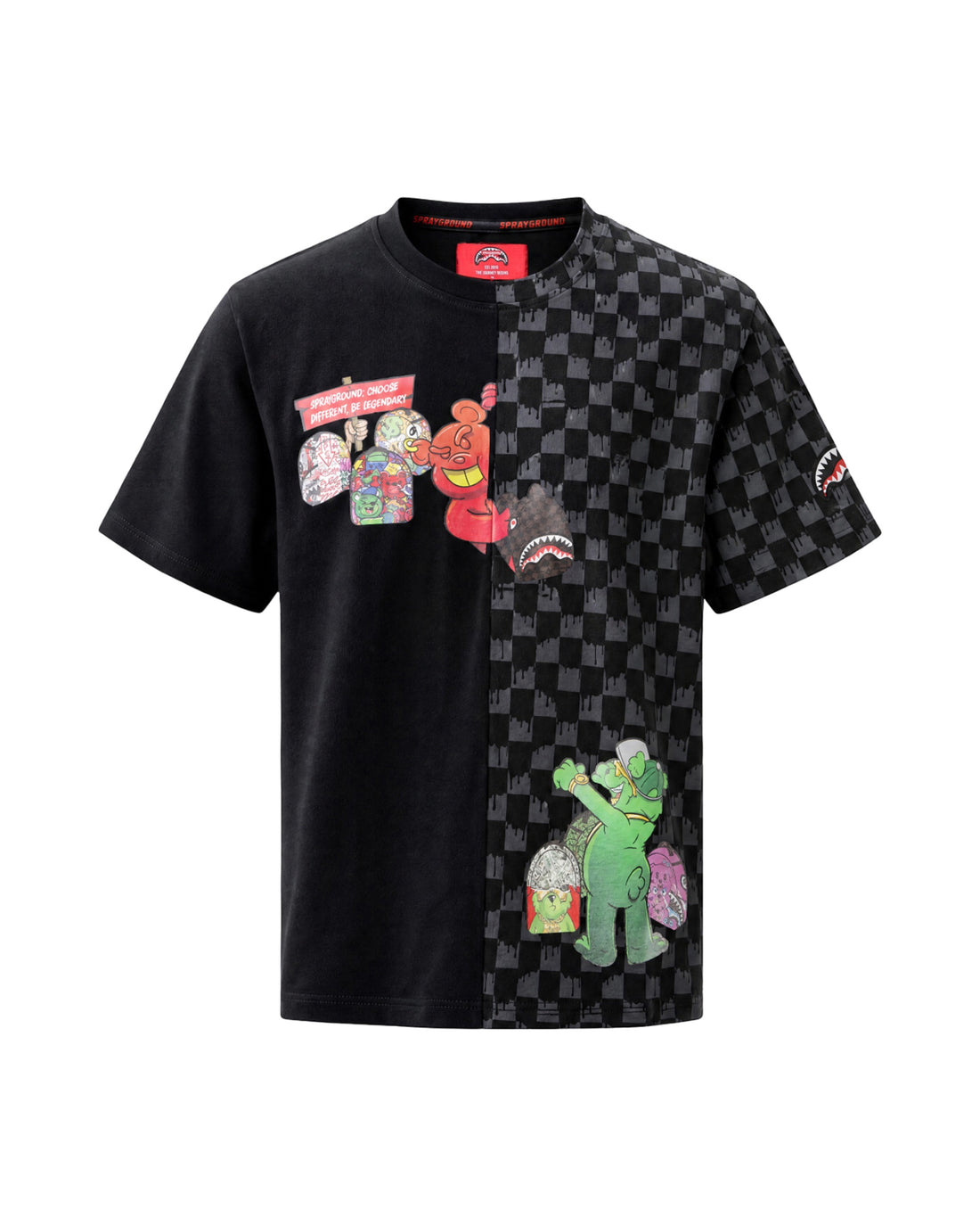 THROW IT TO ME DRIP CHECKERED SPLIT REGULAR T-SHIRT