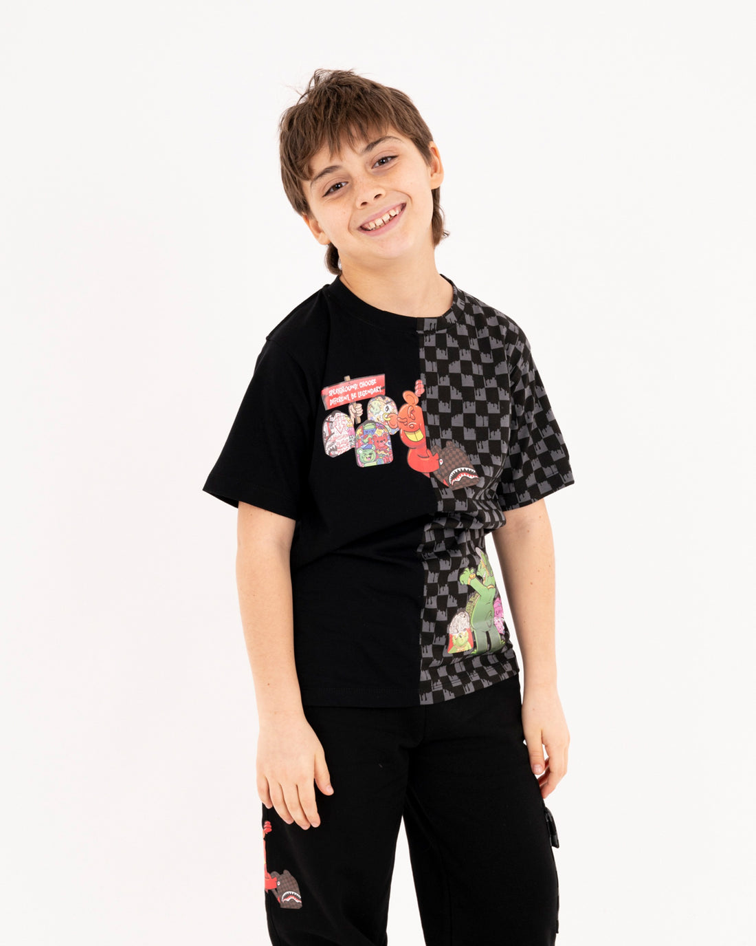 THROW IT TO ME DRIP CHECKERED SPLIT REGULAR T-SHIRT