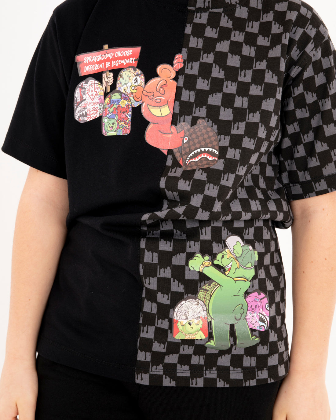 THROW IT TO ME DRIP CHECKERED SPLIT REGULAR T-SHIRT