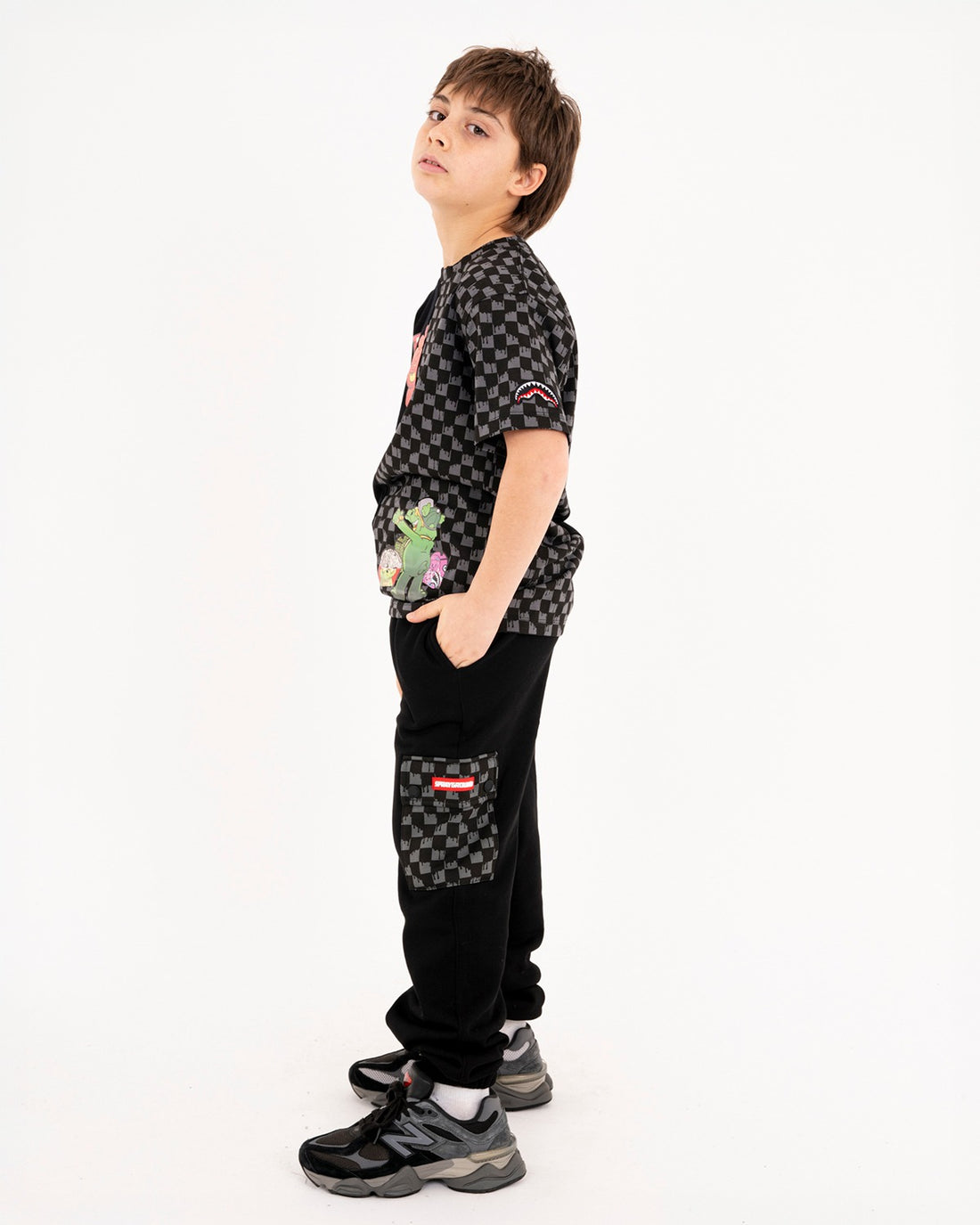 THROW IT TO ME DRIP CHECKERED SPLIT REGULAR T-SHIRT