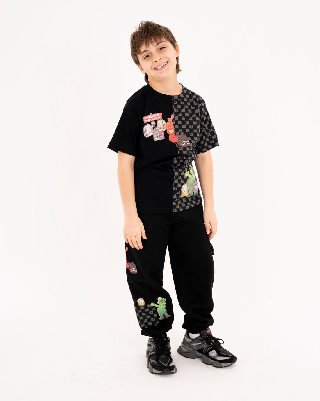 THROW IT TO ME DRIP CHECKERED SPLIT REGULAR T-SHIRT