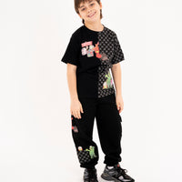 THROW IT TO ME DRIP CHECKERED SPLIT REGULAR T-SHIRT