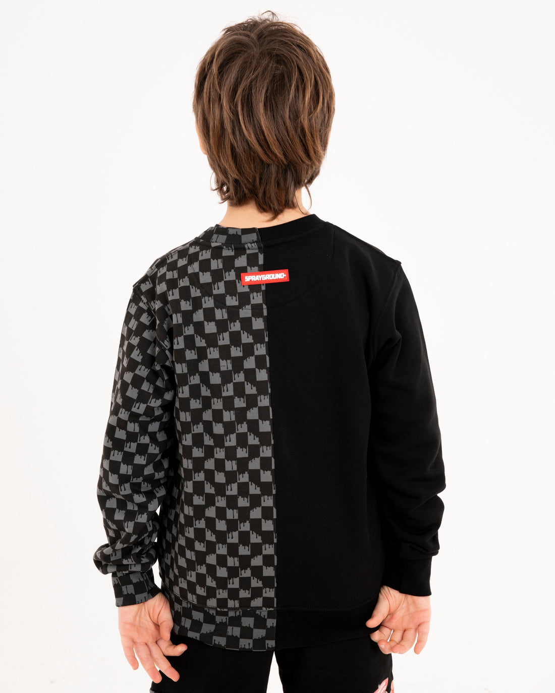 THROW IT TO ME DRIP CHECKERED SPLIT REGULAR CREWNECK