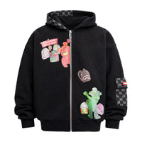 THROW IT TO ME DRIP CHECKERED SPLIT OVER FULL-ZIP HOODIE