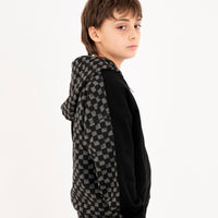 THROW IT TO ME DRIP CHECKERED SPLIT OVER FULL-ZIP HOODIE