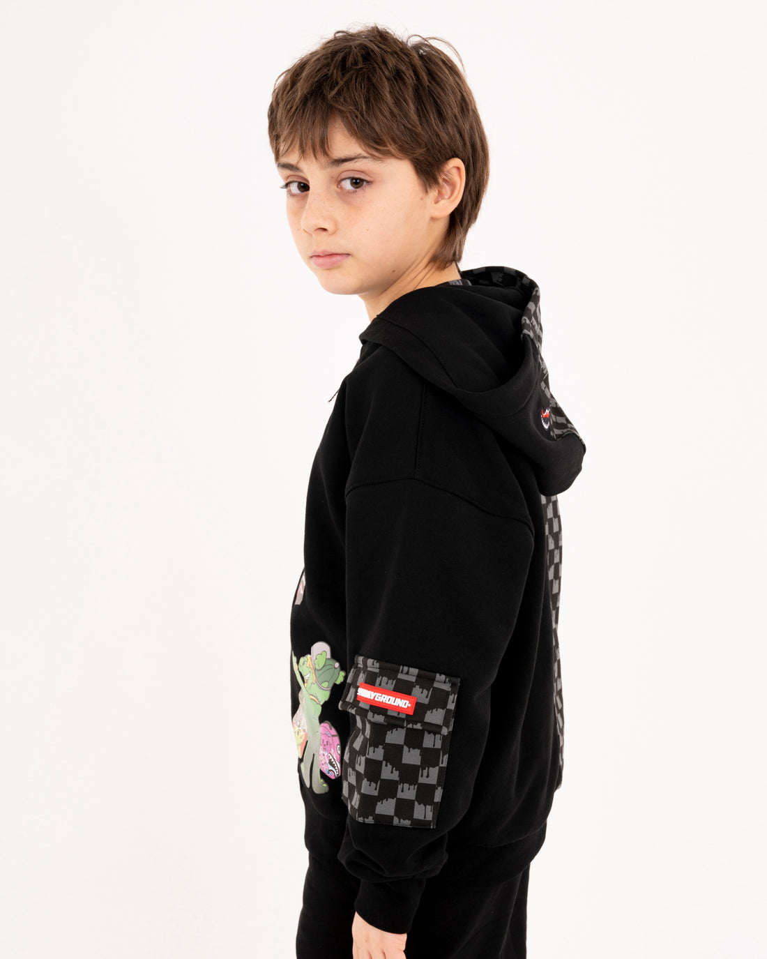 THROW IT TO ME DRIP CHECKERED SPLIT OVER FULL-ZIP HOODIE
