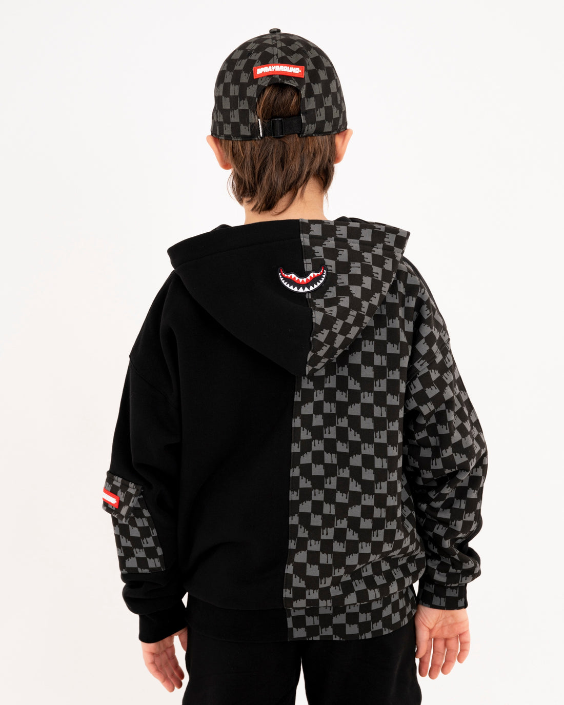 THROW IT TO ME DRIP CHECKERED SPLIT OVER FULL-ZIP HOODIE