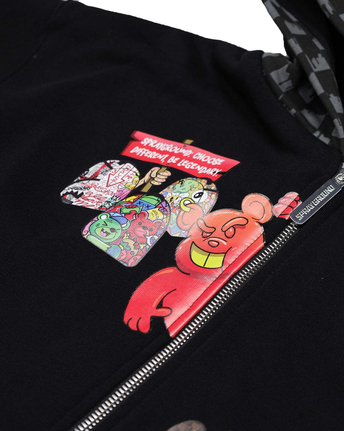 THROW IT TO ME DRIP CHECKERED SPLIT OVER FULL-ZIP HOODIE