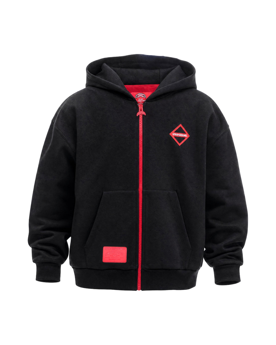TOUCH OF RED OVER FULL-ZIP HOODIE BLACK