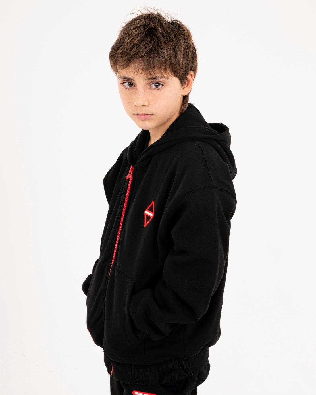 TOUCH OF RED OVER FULL-ZIP HOODIE BLACK