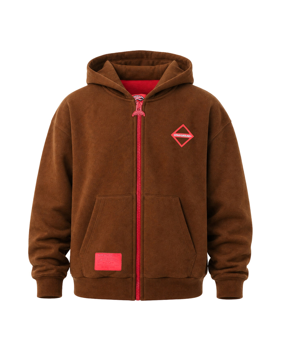 TOUCH OF RED OVER FULL-ZIP HOODIE BROWN
