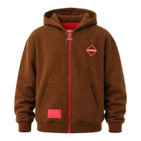 TOUCH OF RED OVER FULL-ZIP HOODIE BROWN