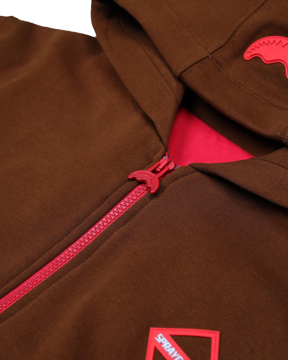 TOUCH OF RED OVER FULL-ZIP HOODIE BROWN