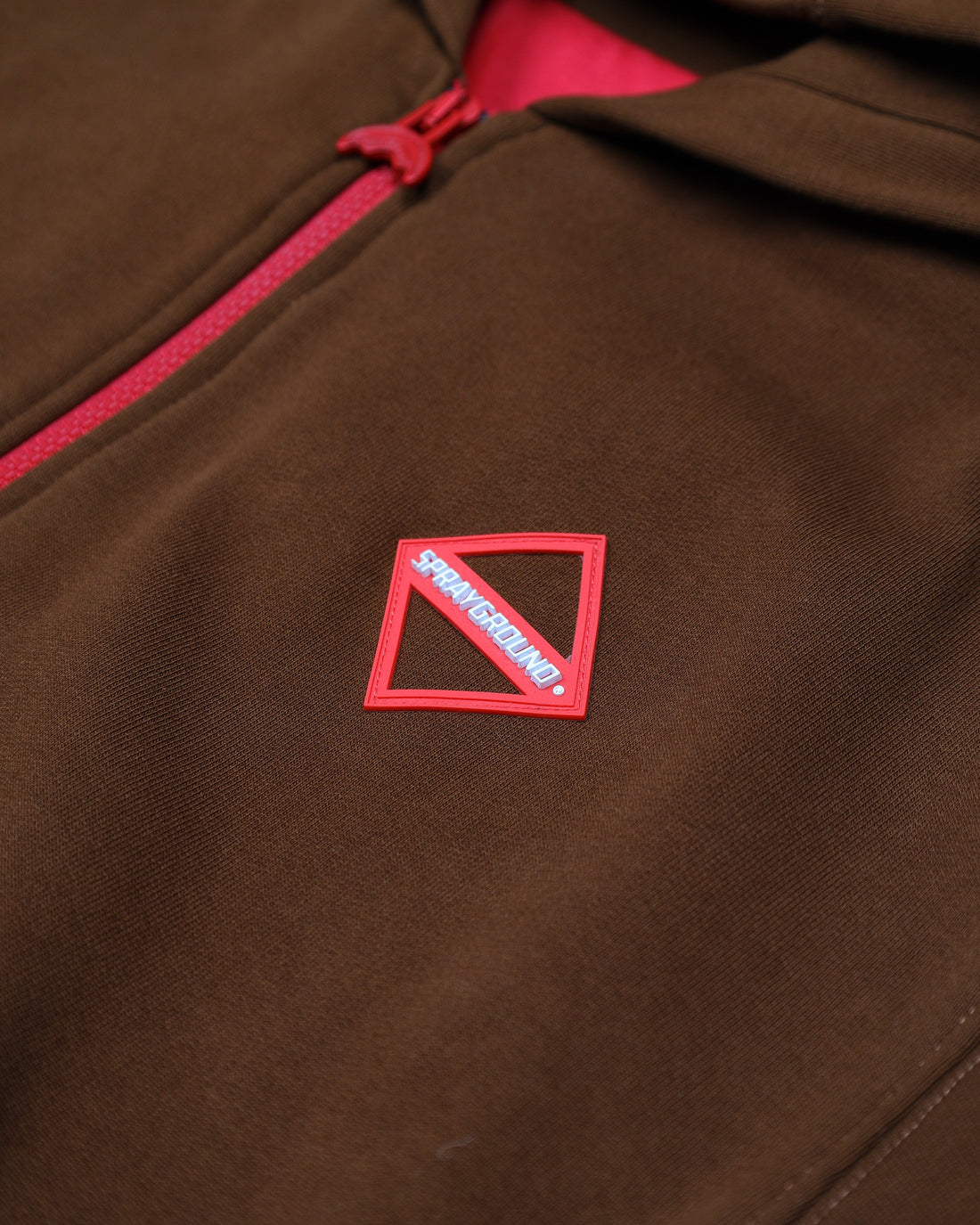 TOUCH OF RED OVER FULL-ZIP HOODIE BROWN