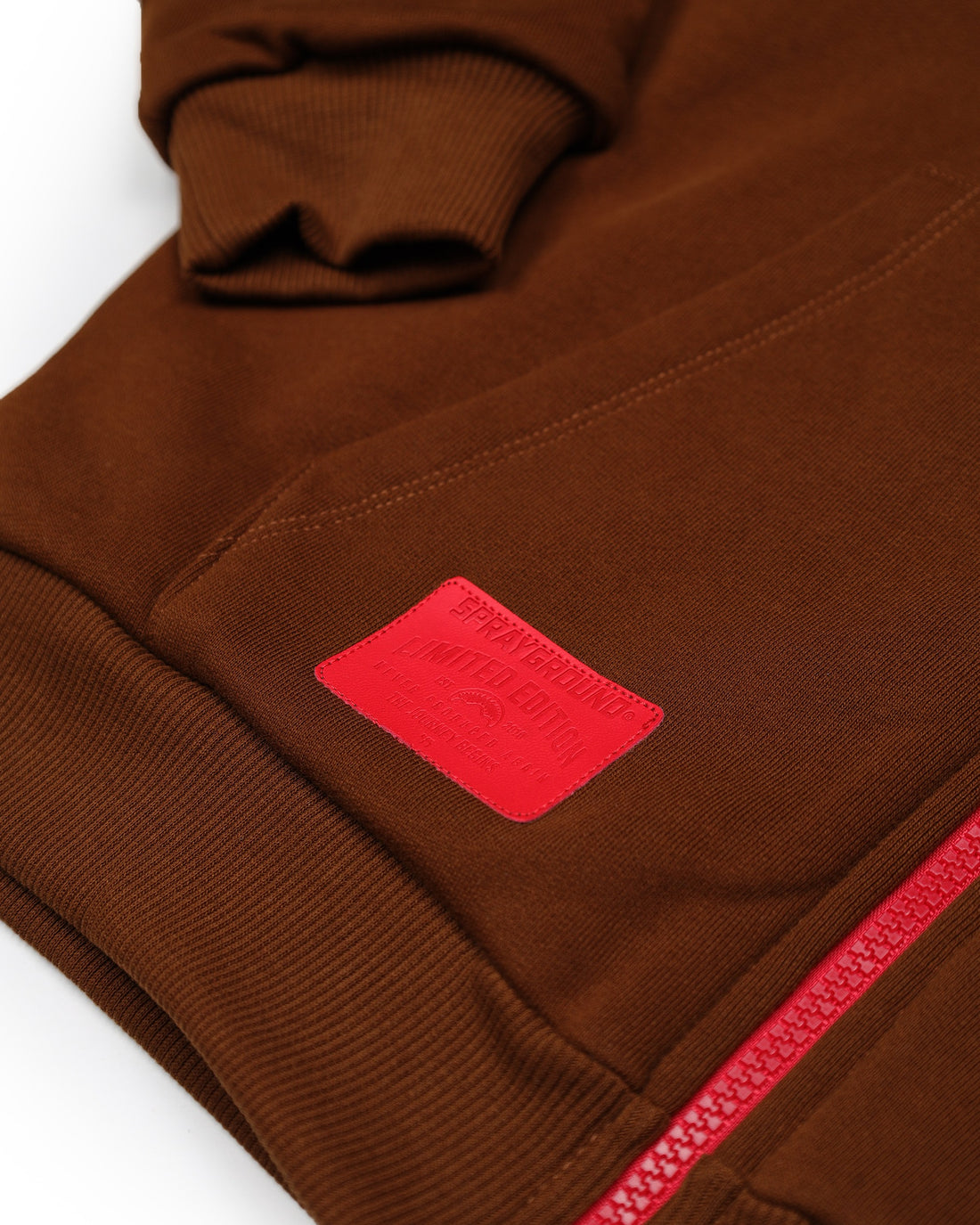 TOUCH OF RED OVER FULL-ZIP HOODIE BROWN