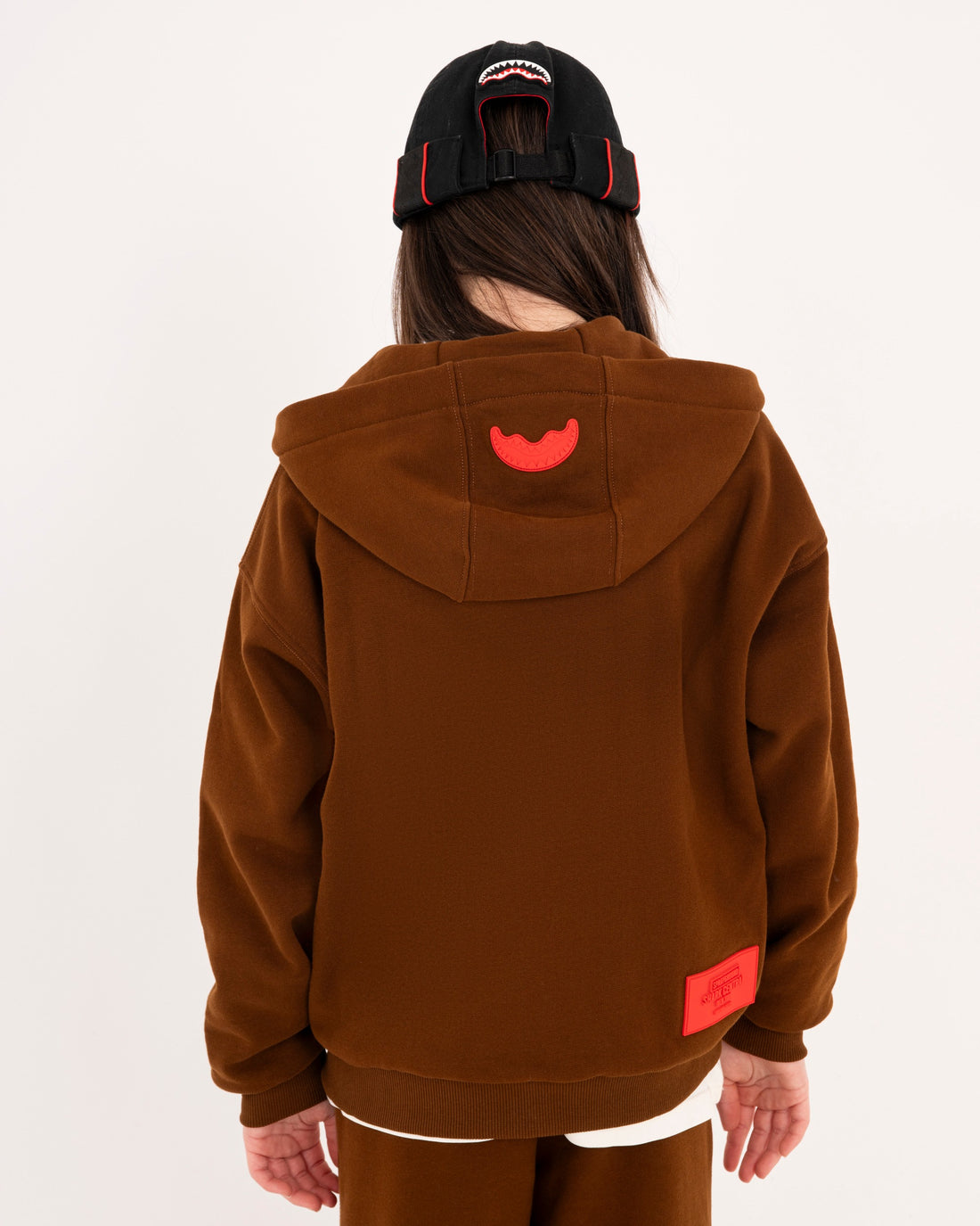TOUCH OF RED OVER FULL-ZIP HOODIE BROWN