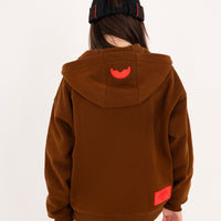 TOUCH OF RED OVER FULL-ZIP HOODIE BROWN