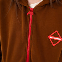 TOUCH OF RED OVER FULL-ZIP HOODIE BROWN