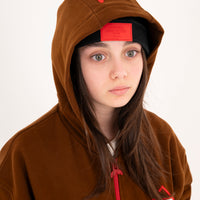 TOUCH OF RED OVER FULL-ZIP HOODIE BROWN
