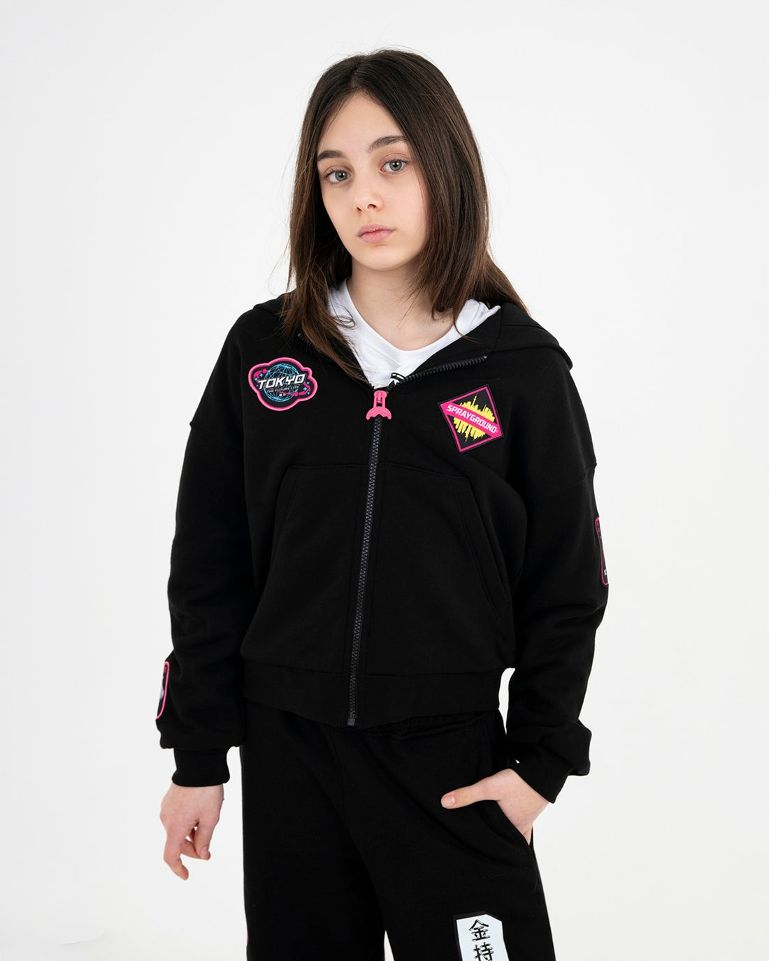 SHARK IN JAPAN OVER FULL-ZIP HOODIE BLACK
