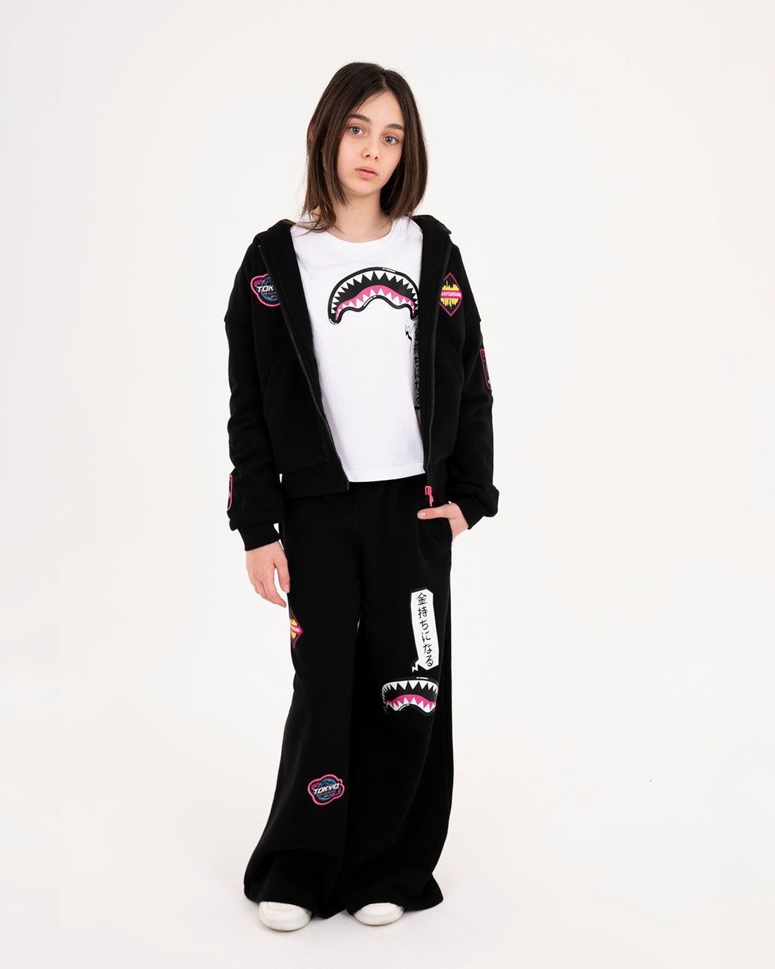 SHARK IN JAPAN OVER FULL-ZIP HOODIE BLACK