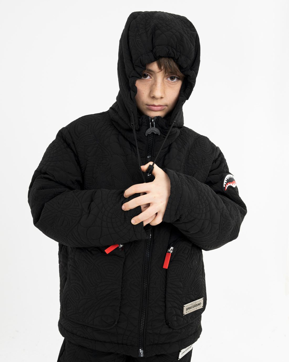 BLACK PUFFER MONOGRAM JACKET