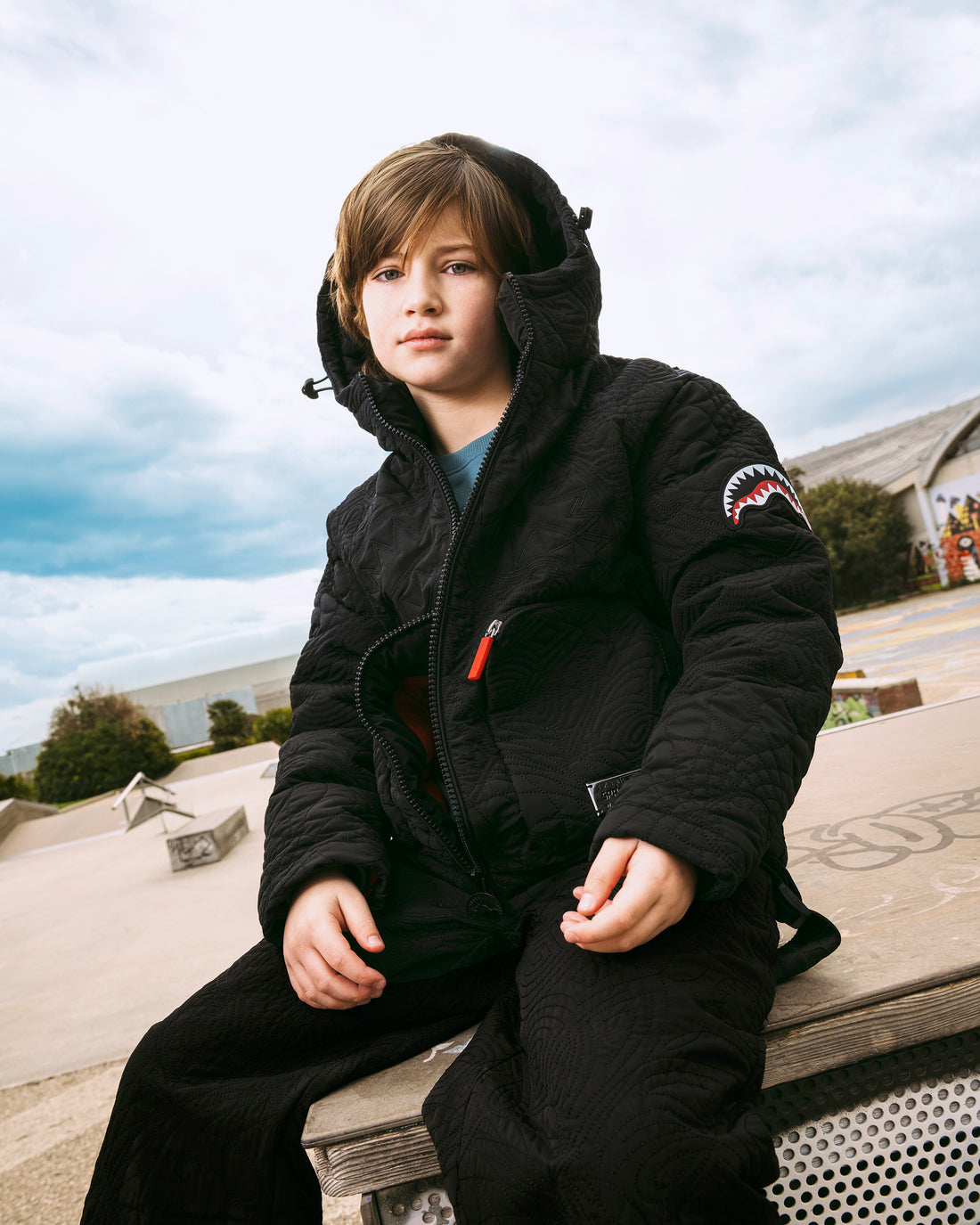 BLACK PUFFER MONOGRAM JACKET