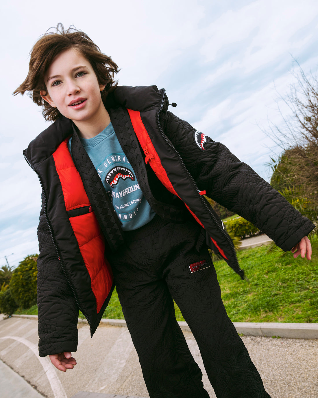 BLACK PUFFER MONOGRAM JACKET