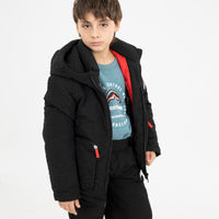 BLACK PUFFER MONOGRAM JACKET